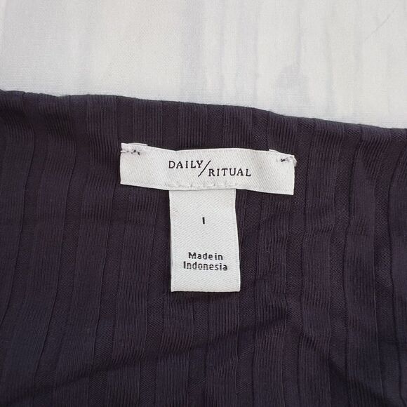 Daily Ritual Women's Navy Wide Rib Cropped T-strap Cami Top Size Large - Picture 12 of 13